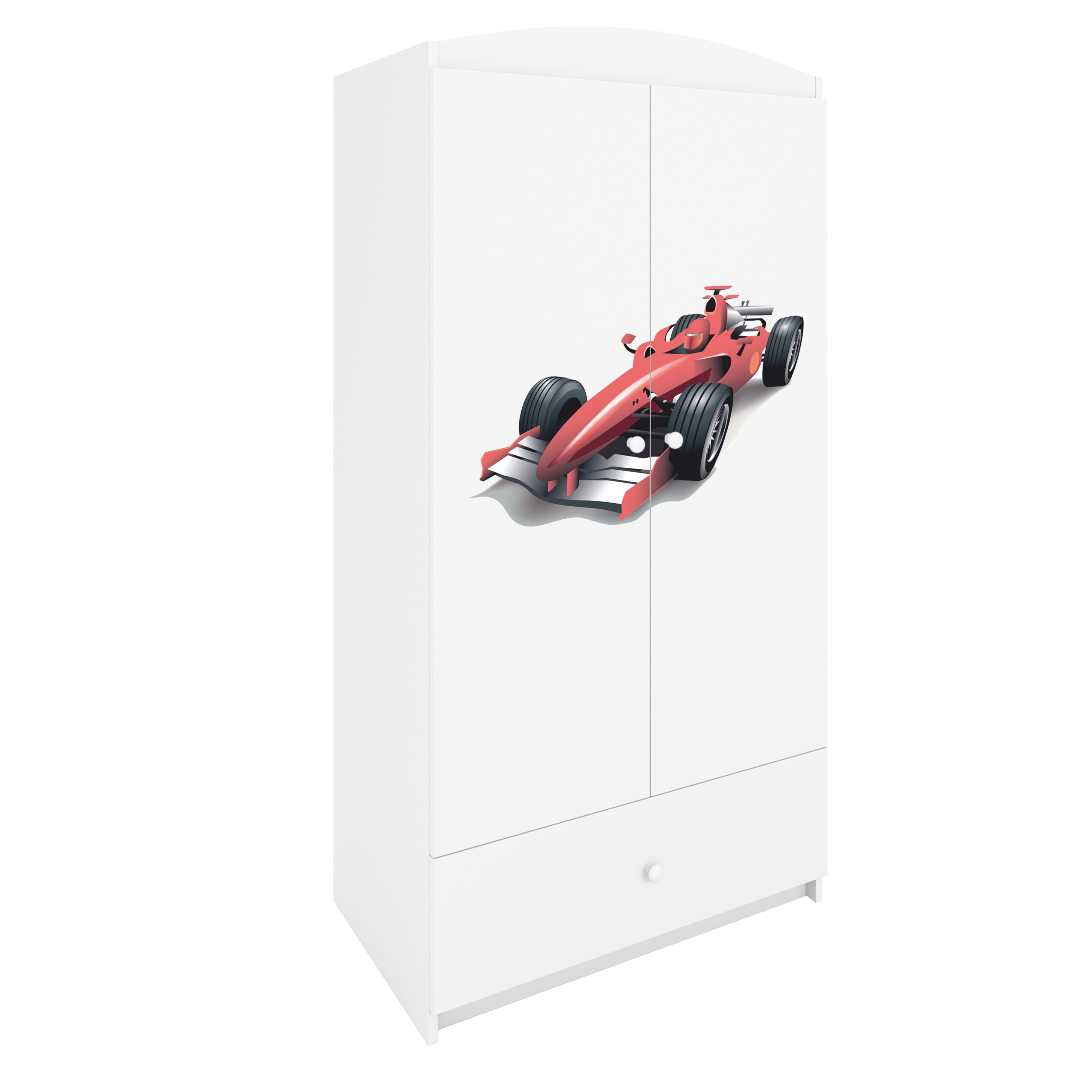 KINDERKLEIDERSCHRANK Rennwagen - Weiß, Holzwerkstoff (90/175/52cm) - RAUMHIRSCH FURNITURE