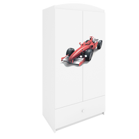 KINDERKLEIDERSCHRANK Rennwagen - Weiß, Holzwerkstoff (90/175/52cm) - RAUMHIRSCH FURNITURE
