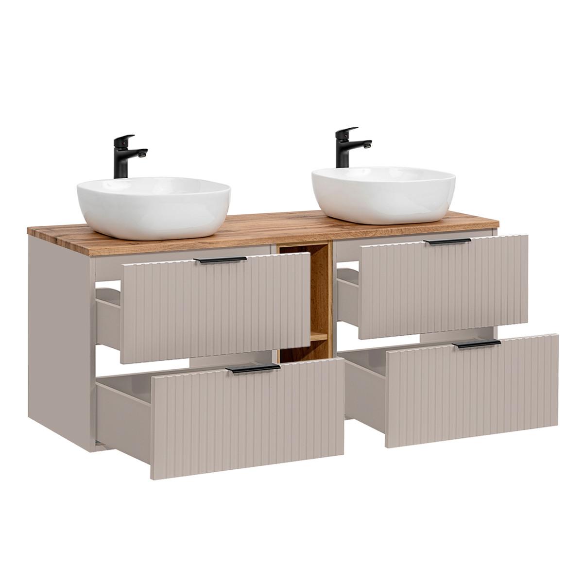 DOPPELWASCHTISCH 140.8cm Adriel Beige - Beige, Holzwerkstoff (140.8/59/46cm) - Petits-meubles