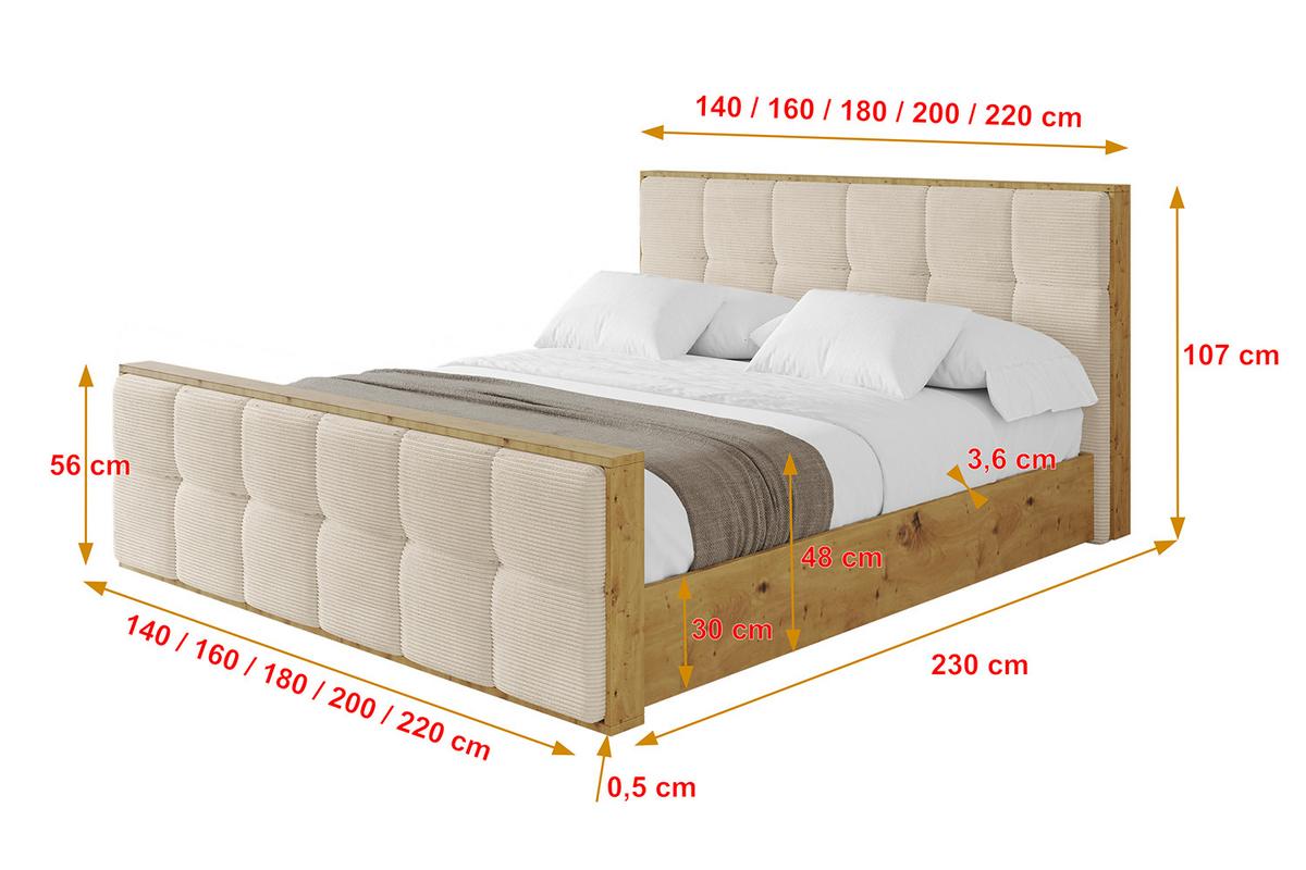 POLSTERBETT mit Bettkasten, Fußteil und Lattenrost, Boxbett ohne Matratze - ENZO7-Z 200x200 - Creme, Holzwerkstoff/Textil (200/200cm) - ALTDECOR