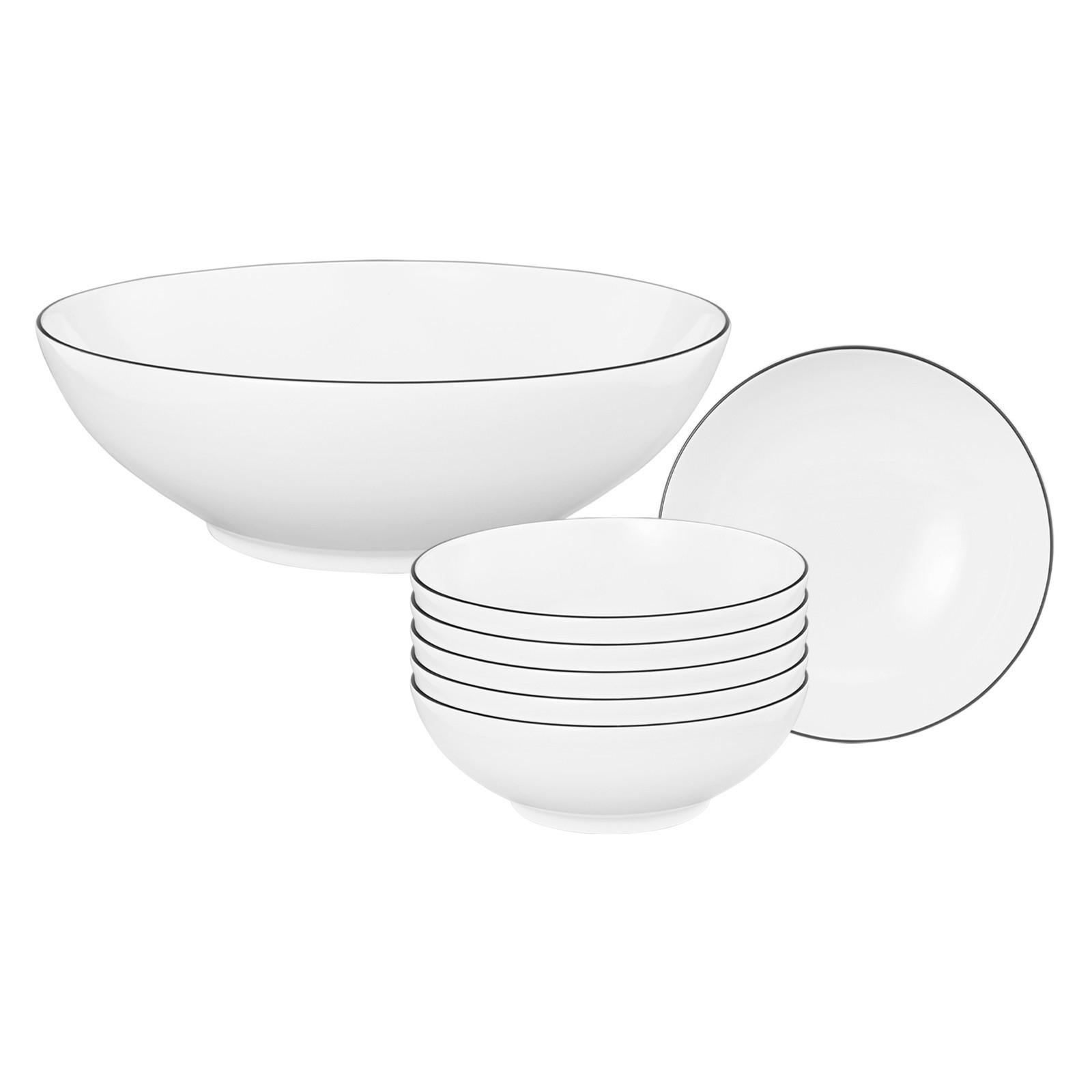SCHÜSSEL SET Lido Black Line weiß 7-tlg. - Weiß, Keramik (2/2/2cm) - Seltmann Weiden