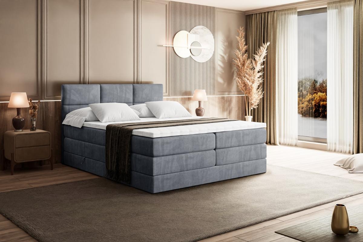 BOXSPRINGBETT OHIO KING - 120x200 - H3/H4 - Grau - Grau, Holzwerkstoff (120/200cm) - ALTDECOR