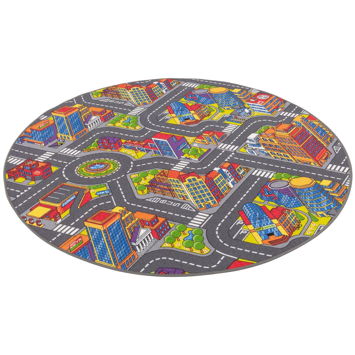 KINDER STRASSENTEPPICH 3D BIG CITY RUND - Multicolor, Textil (160/160cm) - Snapstyle