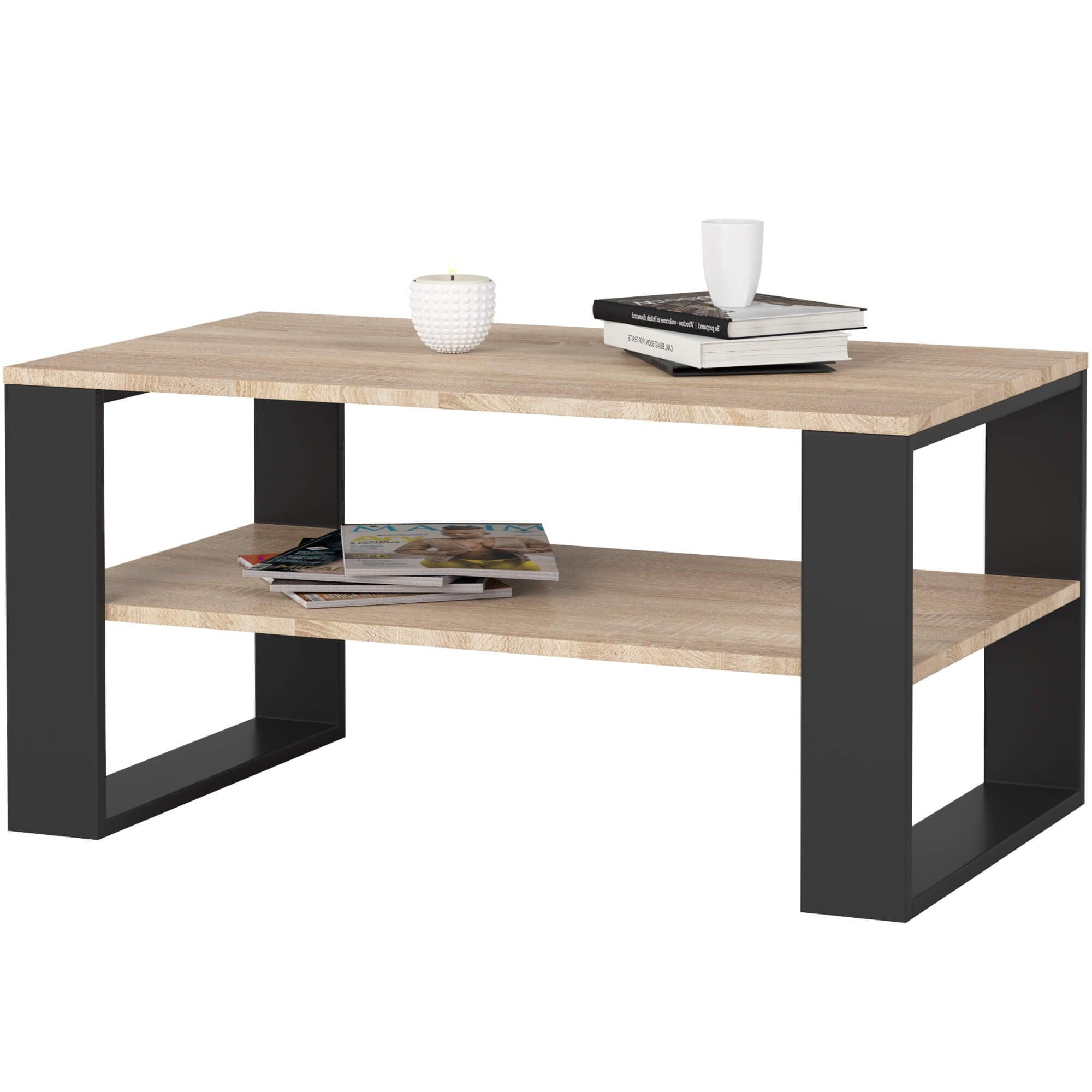 COUCHTISCH Eiche Sonoma, Schwarz 45/92/53 - Schwarz, Holzwerkstoff (53/92/45cm) - RAUMHIRSCH FURNITURE