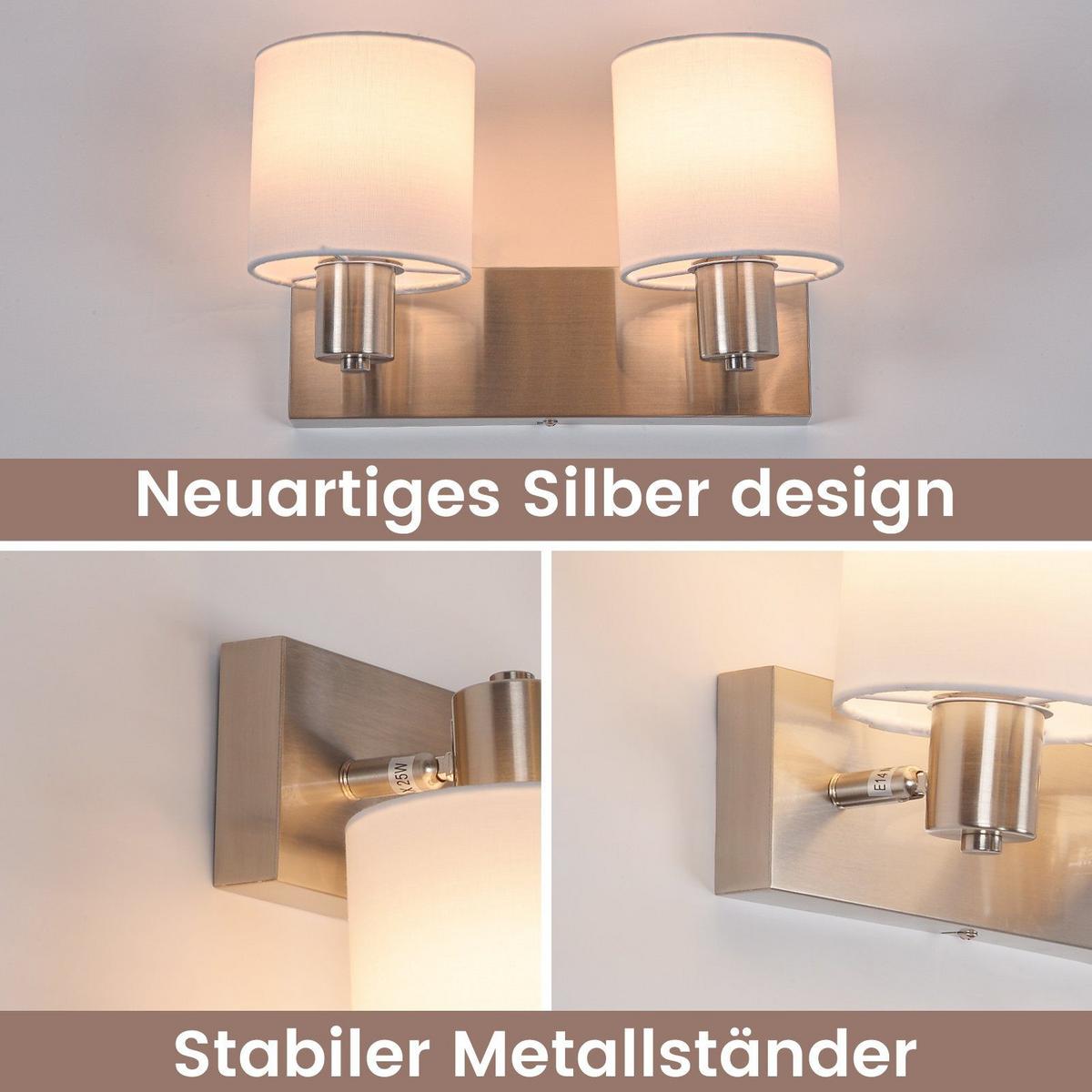 DECKENSTRAHLER Brand 2-flammig 25/11/21 cm - Silberfarben, Textil (25/11/21cm) - Nettlife