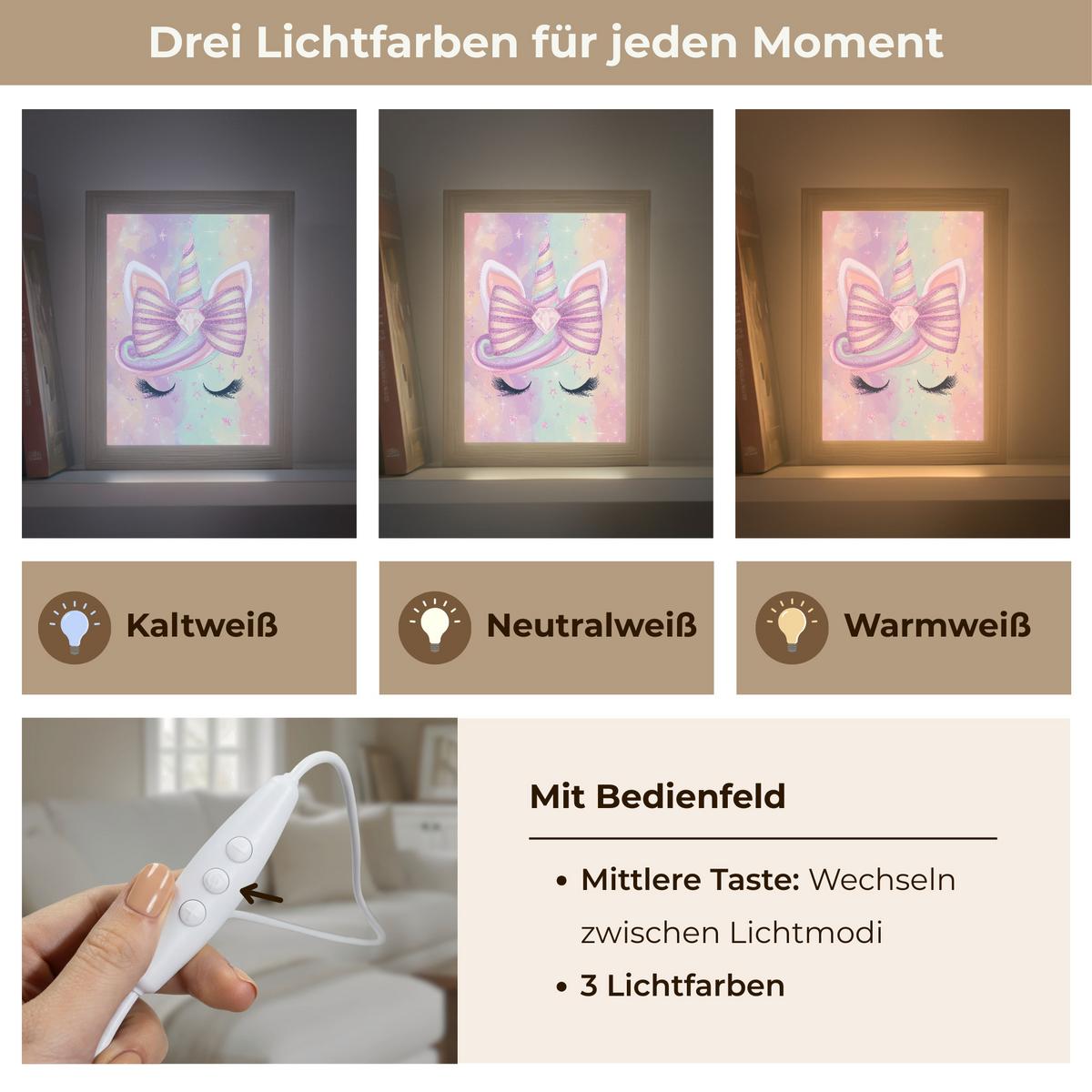 WANDLEUCHTE Einhorn - Glitzer - Regenbogen - Pastell 15x20 cm - Hellrosa, Holzwerkstoff (15/20/8cm) - OnlyWow