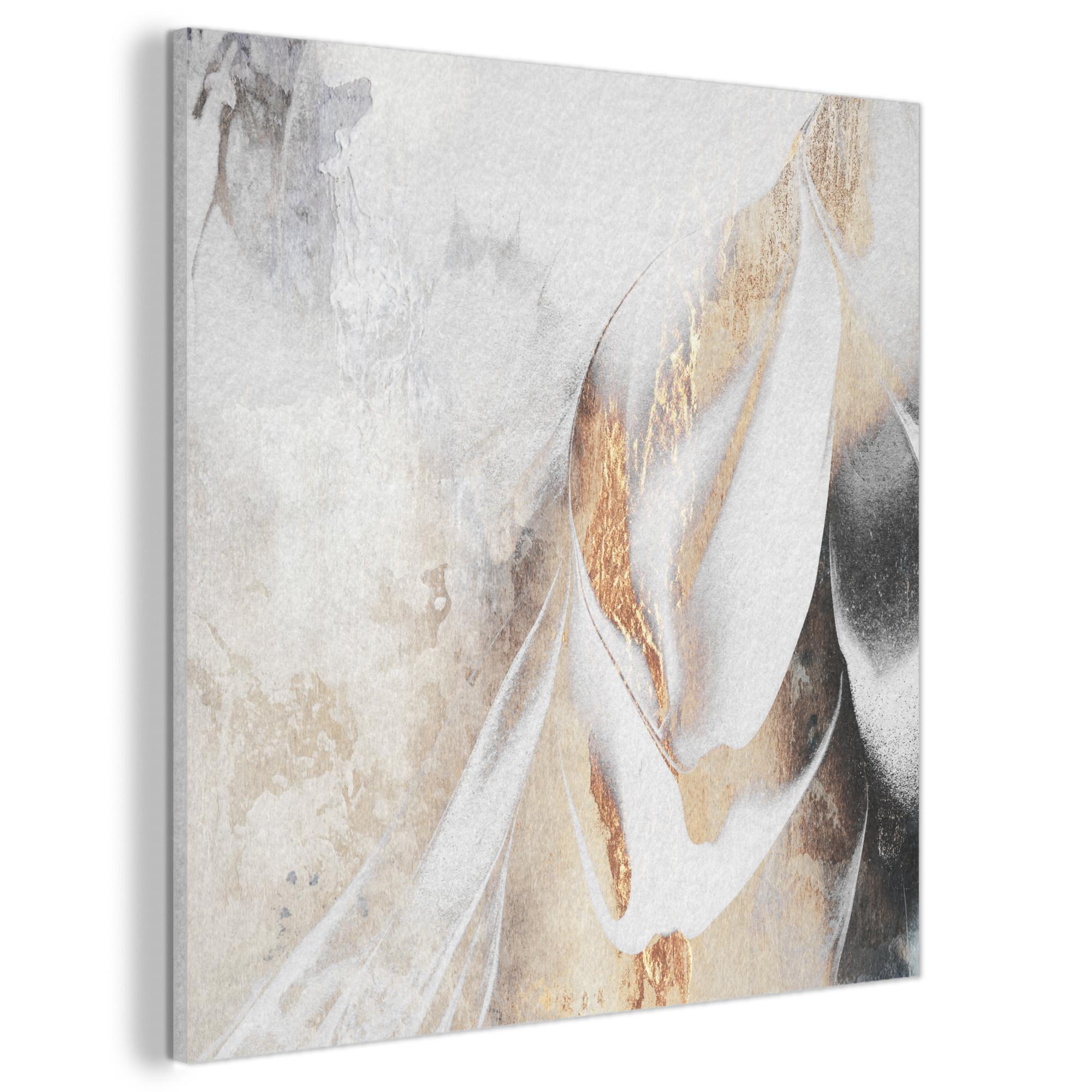 AKUSTIKBILD Luxus - Abstrakt - Gold - Weiß Akustikpaneele 90x90 cm - Goldfarben, Kunststoff (90/90/0.9cm) - MuchoWow