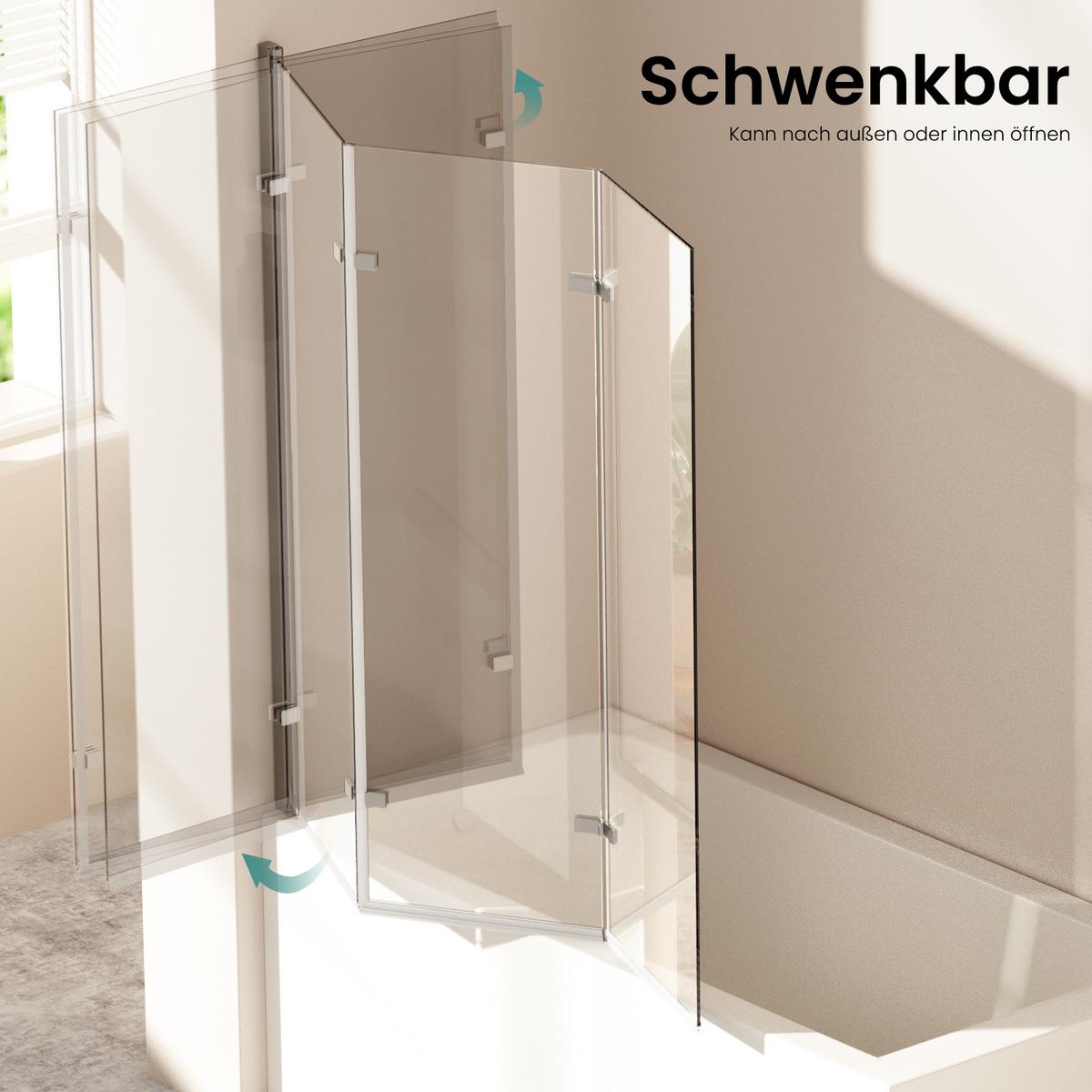 BADEWANNENAUFSATZ 3-teilig faltbar 120/140 cm - Transparent, Glas (120/140cm) - EMKE