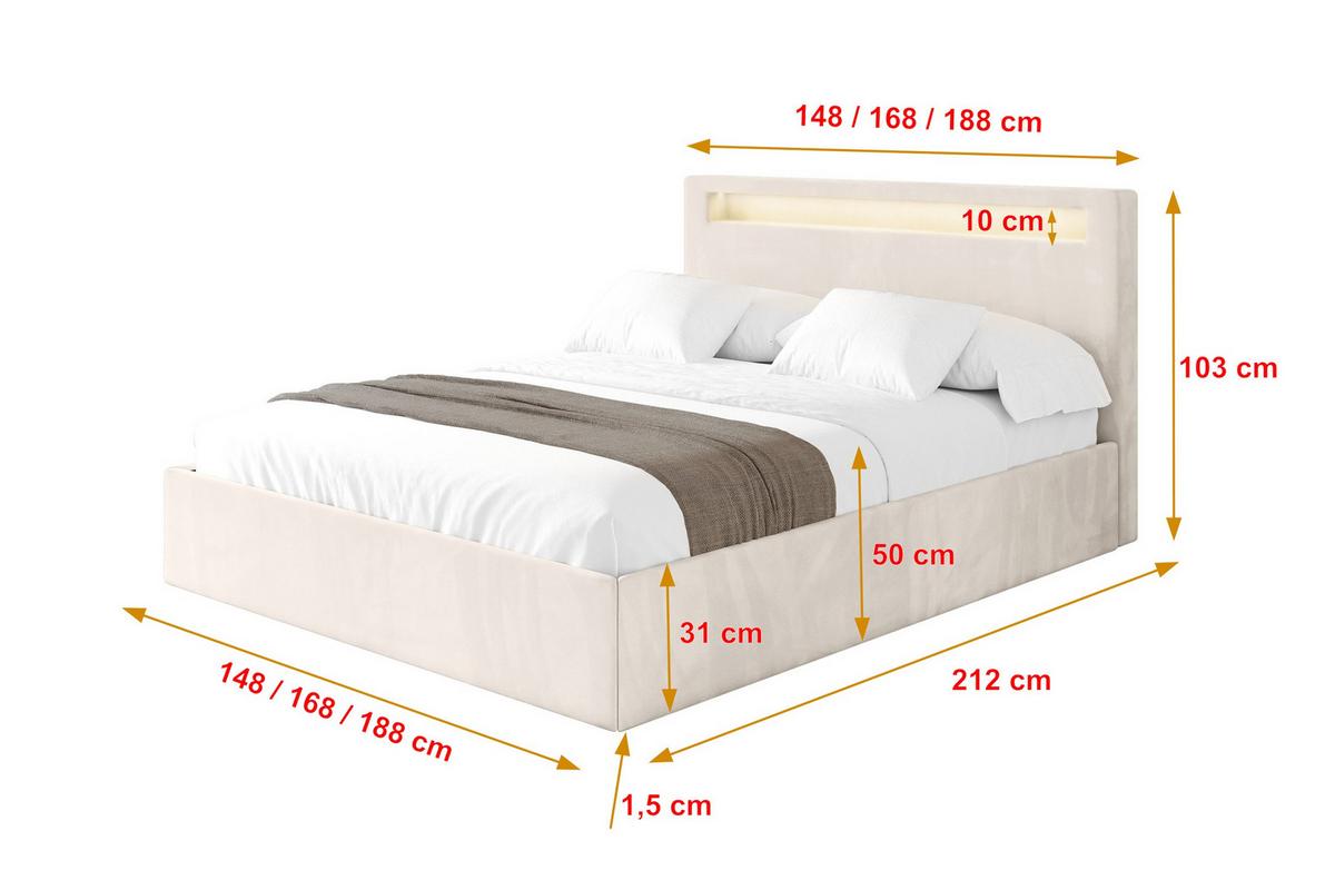 POLSTERBETT mit Bettkasten und Lattenrost, Bett mit Matratze H3/H4 - GOLA 180x200 Beige - Greige, Holzwerkstoff/Textil (180/200cm) - ALTDECOR