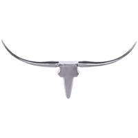 WANDDEKO Geweih Bull Aluminium 125 cm breit, Silbern 125x10x60 cm - Silberfarben, Metall (125/60/10cm) - KADIMA DESIGN