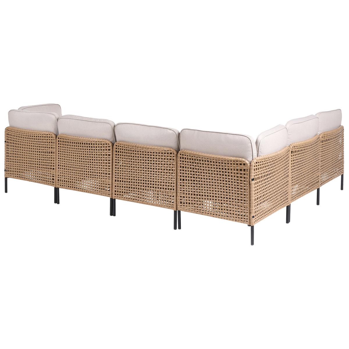 GARTEN-ECKSOFA mit Tisch 6-Sitzer modular Polyrattan Hellbeige Omegana - Beige/Schwarz, Kunststoff (276/207cm) - Beliani