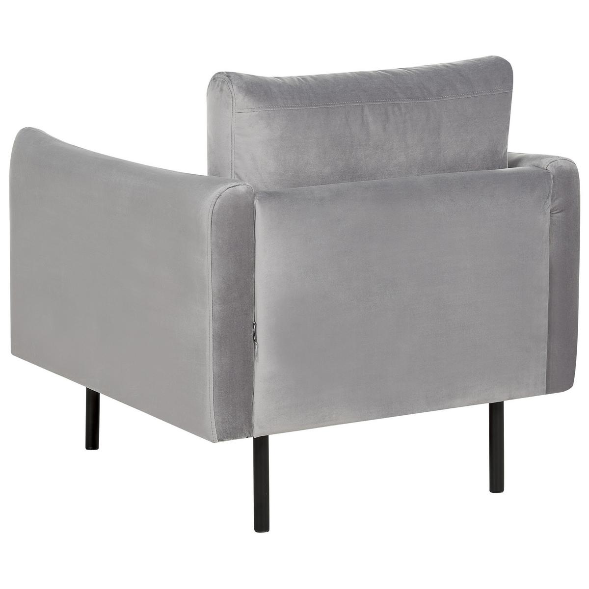 SOFA-SET 5-Sitzer Samtstoff Grau mit Ottomane Vinterbro - Dunkelgrau/Schwarz, Textil (220/85/85cm) - Beliani