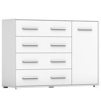 KOMMODE Frida 02 Weiß/Weiß 1D4S 135 cm - Alufarben/Weiß, Holzwerkstoff/Kunststoff (135/95/45cm) - imoebel24