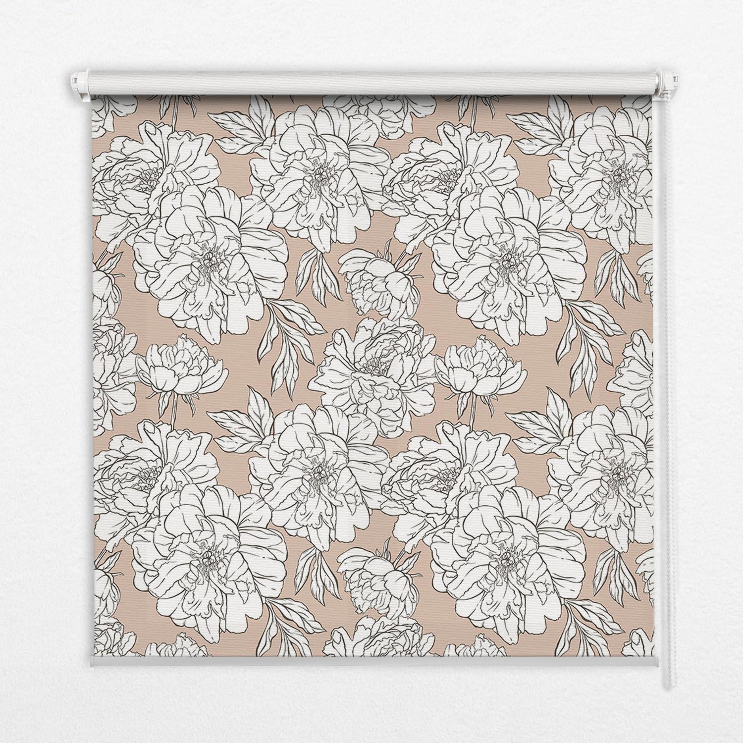 INNENROLLO - Fensterrollo - Rollo - 110x140 cm - Gezeichnete Blumen - Weiß, Kunststoff (110/140/0.5cm) - TULUP