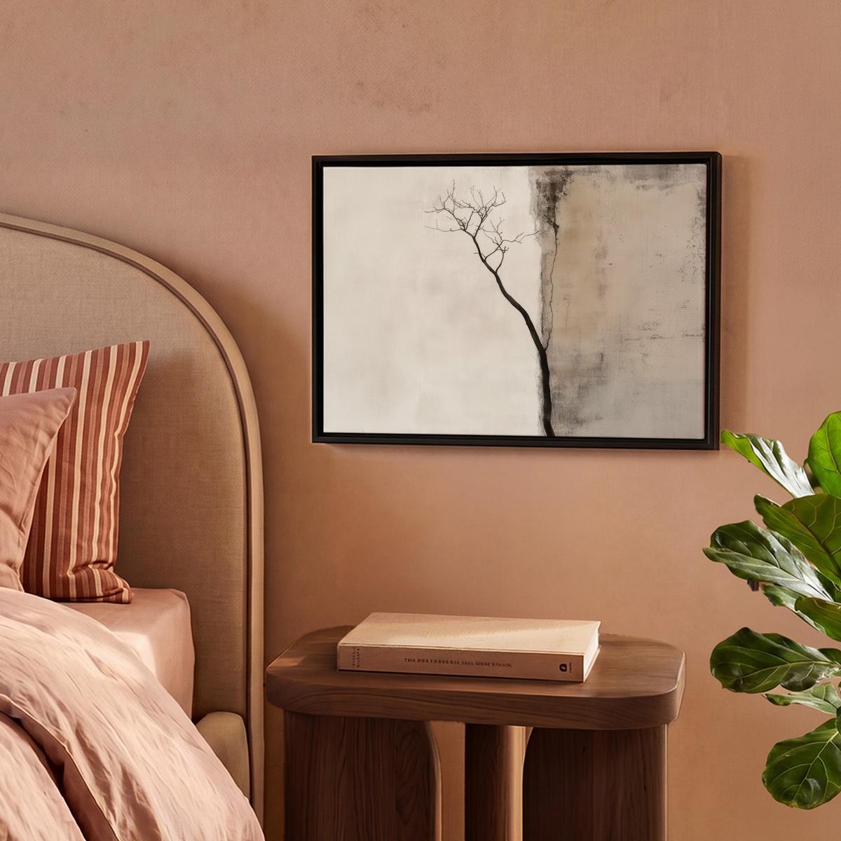 LEINWAND Bilder mit Rahmen - Wabi sabi - Pflanze - Beige - 40x30 - Taupe, Textil (40/30cm) - MuchoWow