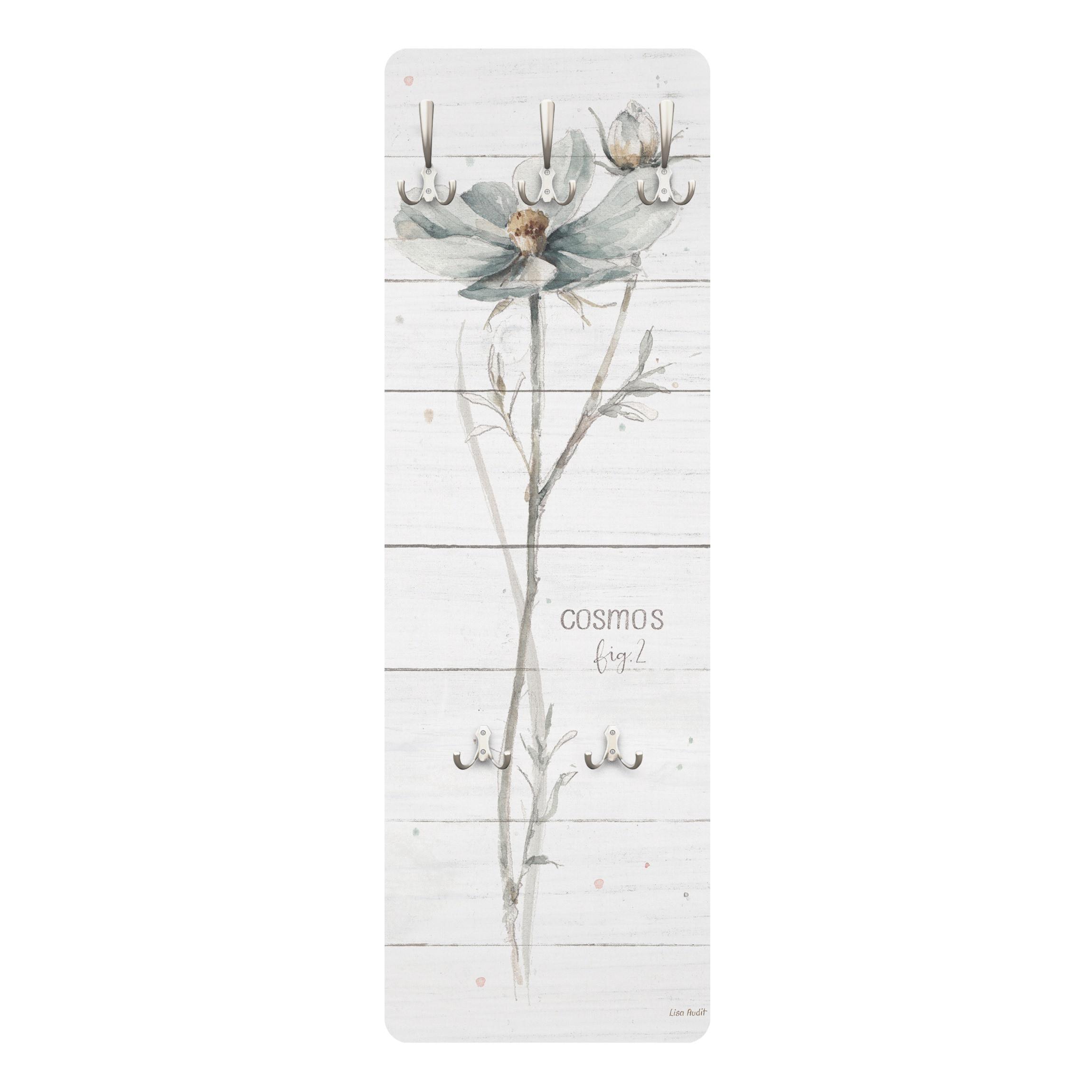 WANDGARDEROBE - Aquarell Cosmea auf Holz 34/105 cm - Beige, Holzwerkstoff (34/105/1.6cm) - Bilderwelten