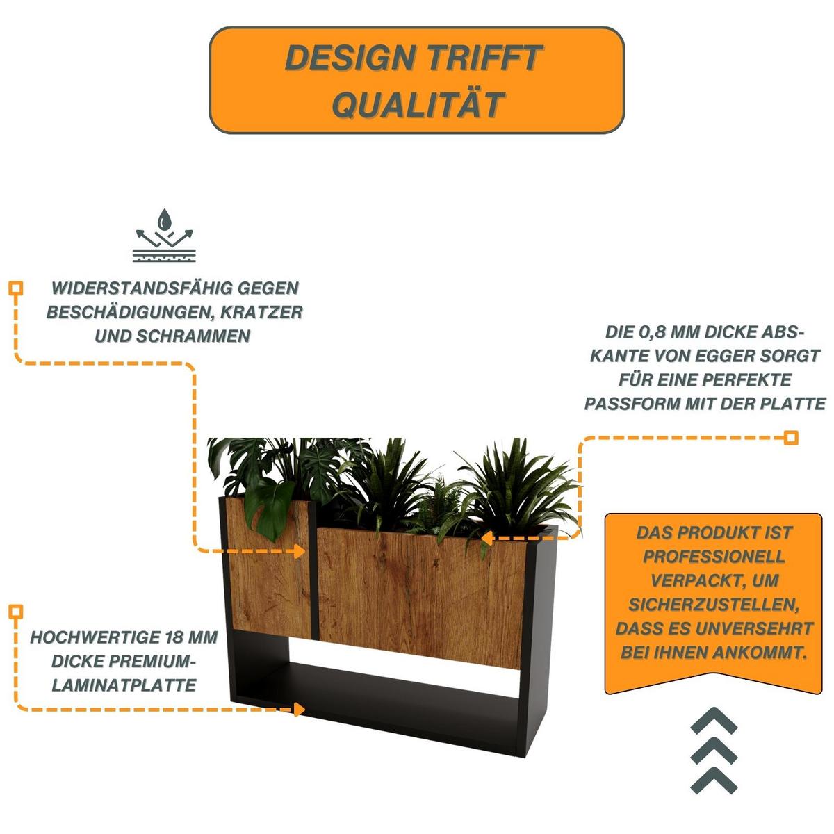 BLUMENKASTEN - Nussbaumfarben, Holzwerkstoff (22.6/45/64.5cm) - RAUMHIRSCH FURNITURE