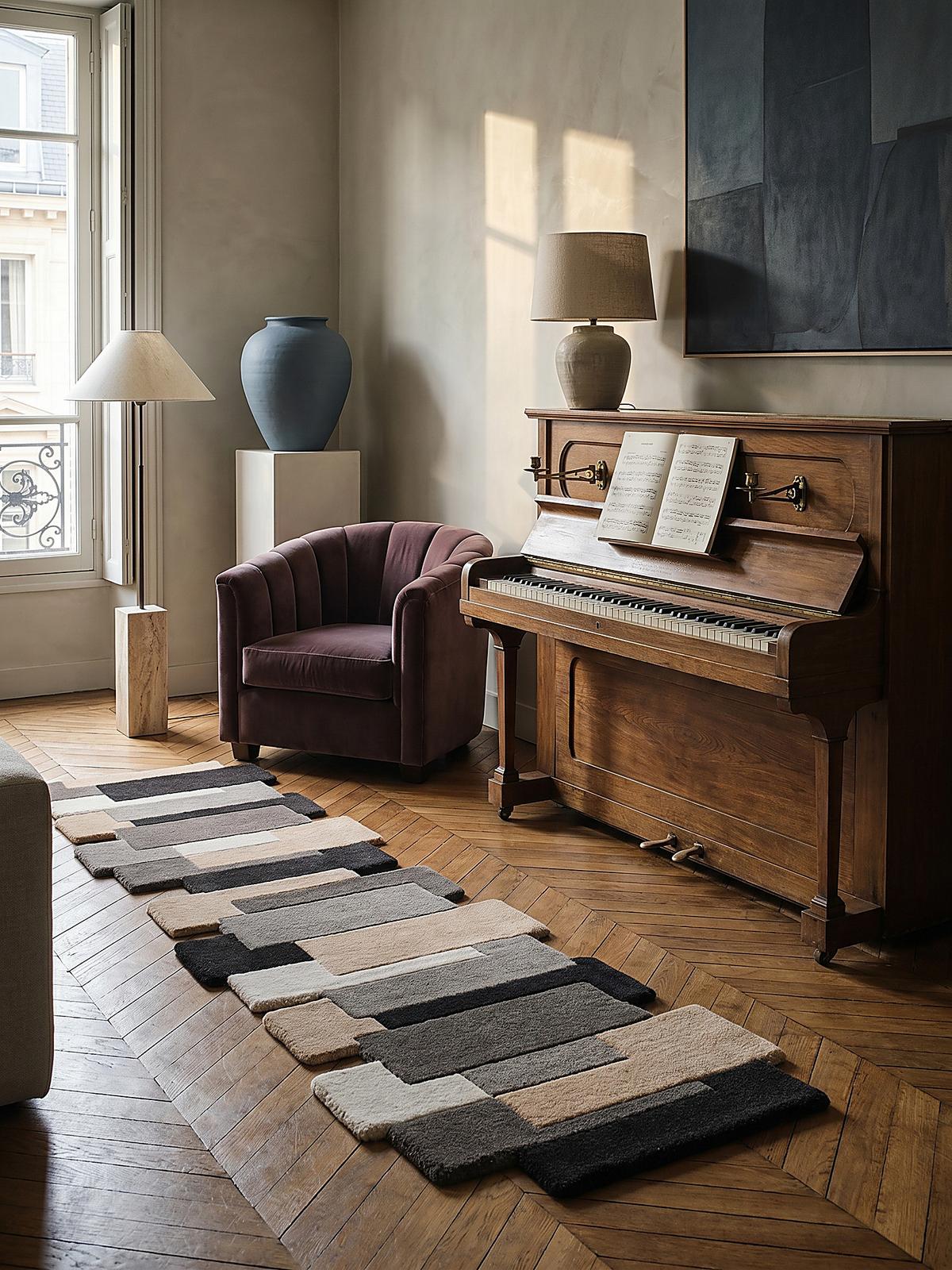 WOLLTEPPICH HALLEIN, geometrisch, Grau-Beige, 60 x 230 cm - Grau, Textil (60/230cm) - KADIMA DESIGN