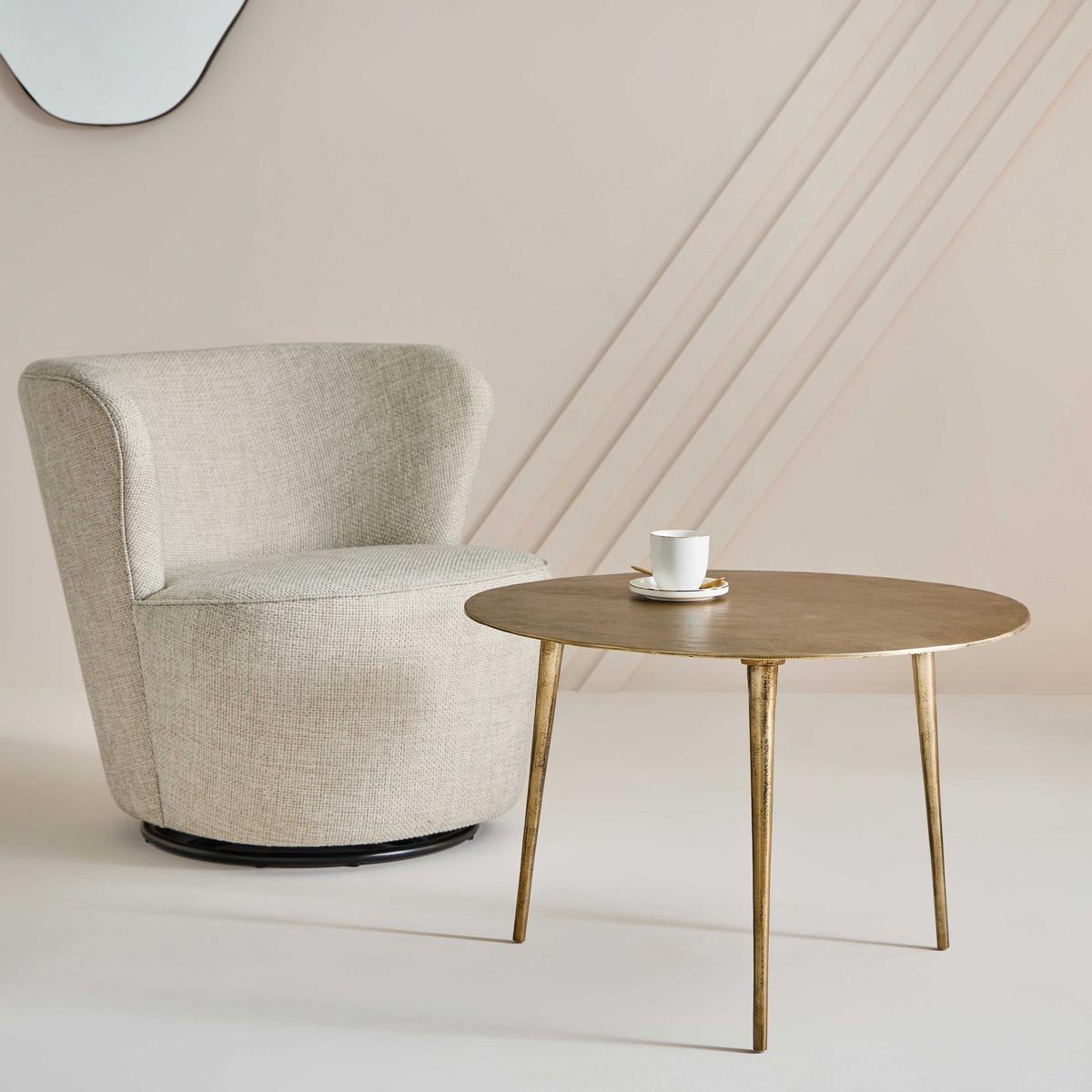 KLEINE Couchtisch-Garnitur aus Aluminium mit goldener Messing-Oberfläche 68/68/46 cm - Goldfarben, Metall (68/68/46cm) - Signature
