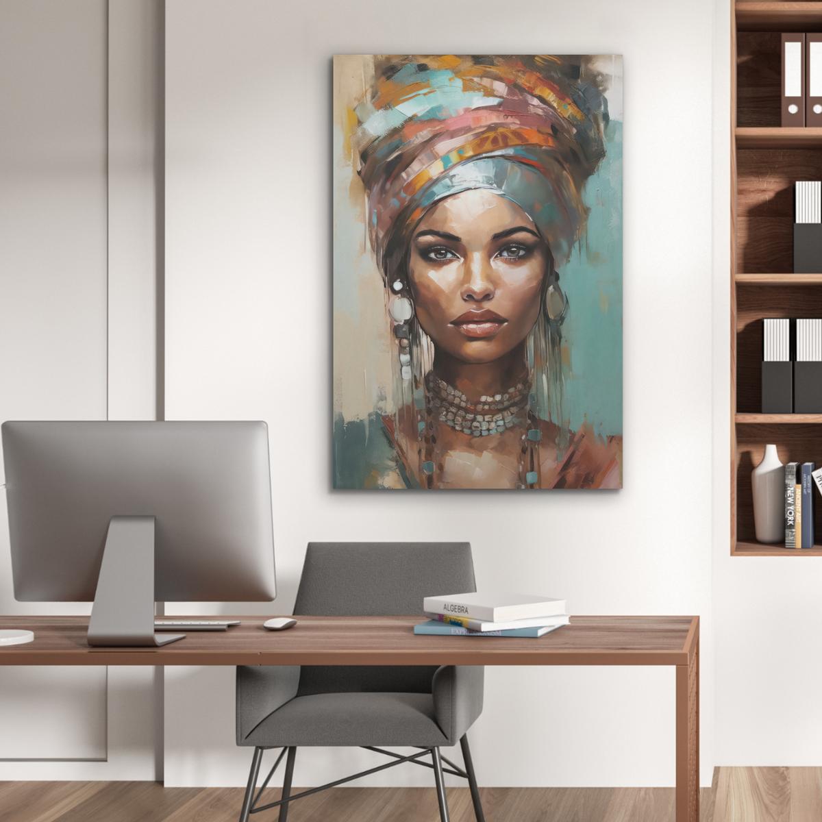 AKUSTIKBILD Frau - Kunst - Schmuck - Porträt Wanddeko 60x90 cm - Blaugrau, Kunststoff (60/90/0.9cm) - MuchoWow
