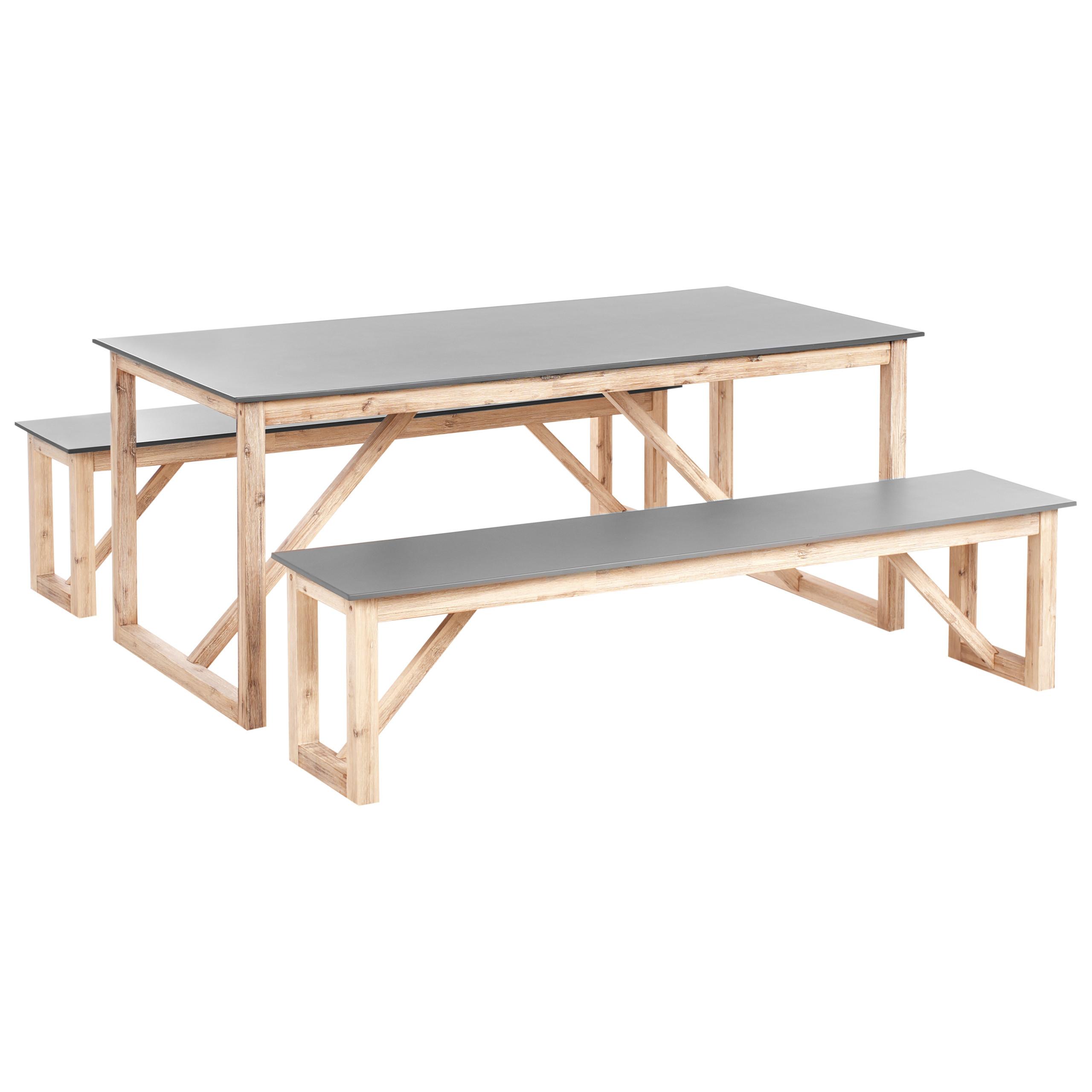 GARTENMÖBEL-SET mit Bänken Grau Beton Notteri - Hellbraun, Stein - Beliani