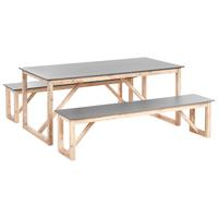 GARTENMÖBEL-SET mit Bänken Grau Beton Notteri - Hellbraun, Stein - Beliani