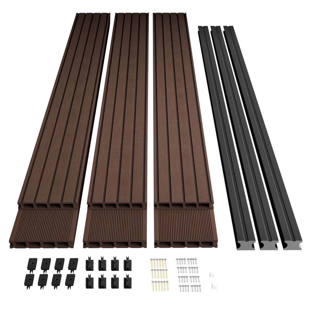 TERRASSENDIELEN WPC Braun 6 m² - Braun, Kunststoff (220/14.6/2.5cm) - Juskys