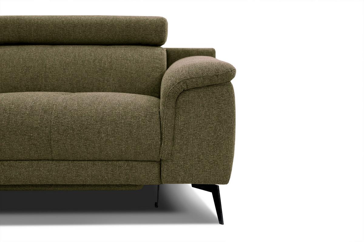RELAXSOFA FIERO 3-Sitzer mit 1 Relaxfunktion, olivgrün - Schwarz/Olivgrün, Holzwerkstoff/Textil (212/82/103cm) - Wozimo