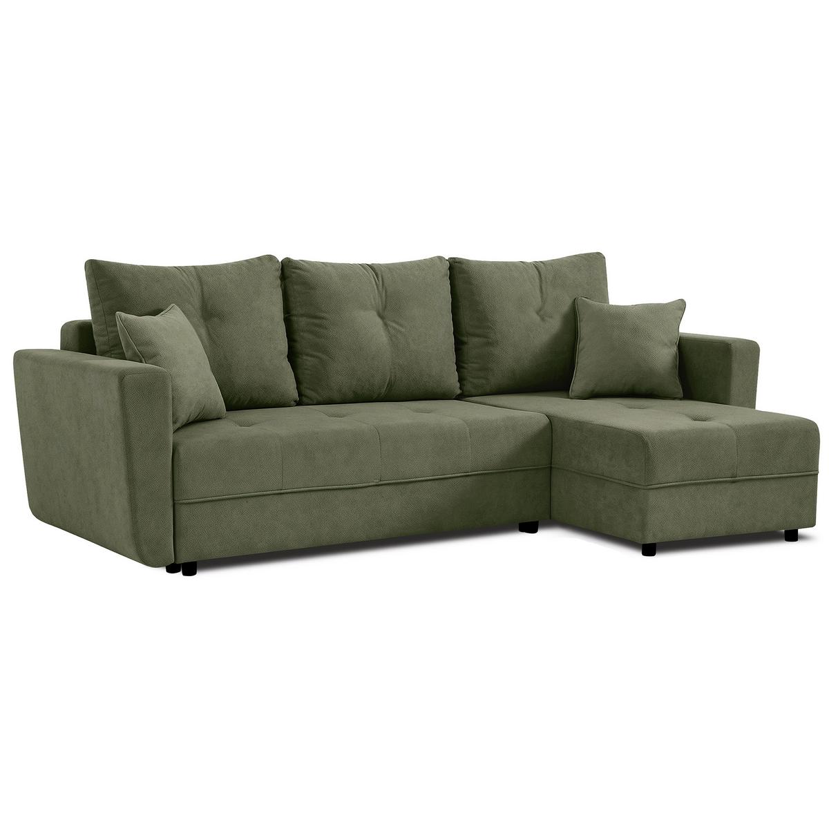 ECKSCHLAFSOFA Verona mit Bettkasten und universeller Ottomane 240 cm, Olivgrün - Olivgrün, Textil (240/148cm) - Beautysofa