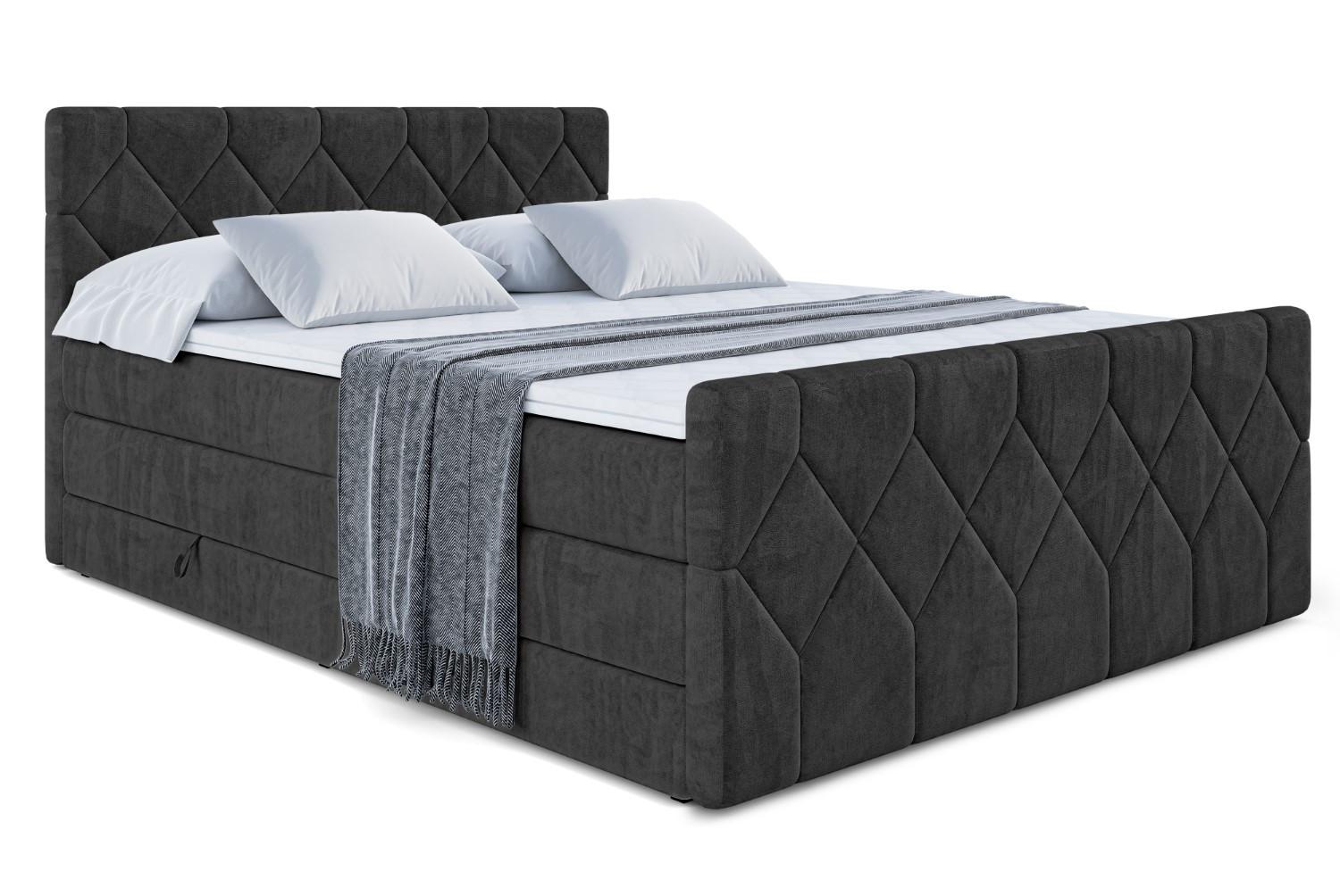 BOXSPRINGBETT CATOR-Z KING - 120x200 - H3/H4 - Schwarz - Schwarz, Holzwerkstoff (120/200cm) - ALTDECOR