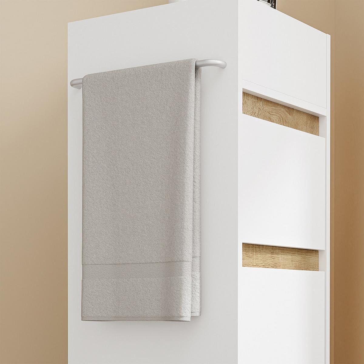 BADEZIMMERSCHRANK mit Rollen und Handtuchhalter Weiß 33x30x91,5 cm - Weiß, Holzwerkstoff (33/91/30cm) - SoBuy