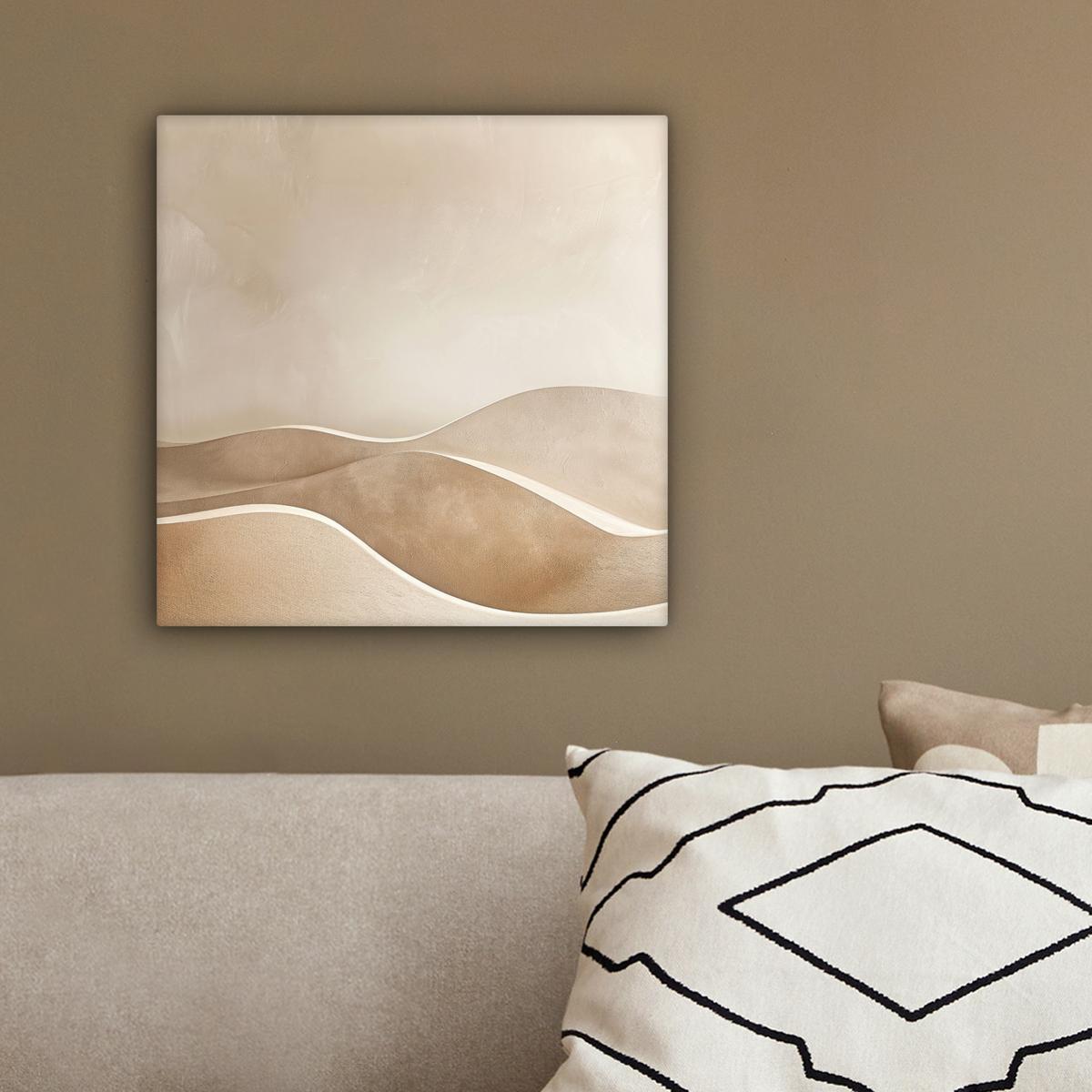 LEINWANDBILD Beige - Natur - Abstrakt - Modern Deko Wohnzimmer 20x20 cm - Beige, Textil (20/20cm) - MuchoWow
