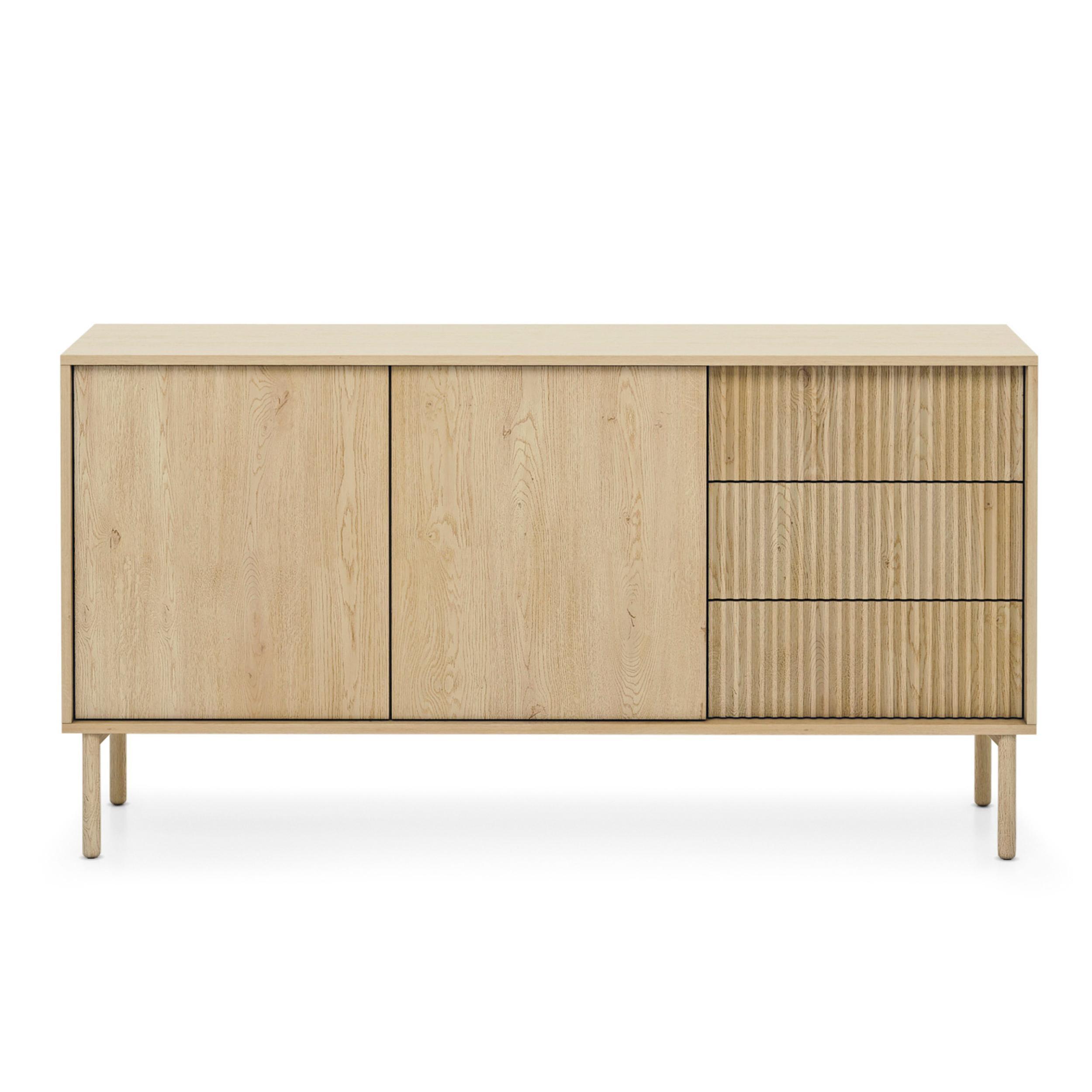 SIDEBOARD Trentinis 2T 3S Beige 153,5/81,4/39,5 cm – Geriffelte Fronten - Eichefarben, Holzwerkstoff/Metall (153.5/79.8/39.5cm) - AX Living