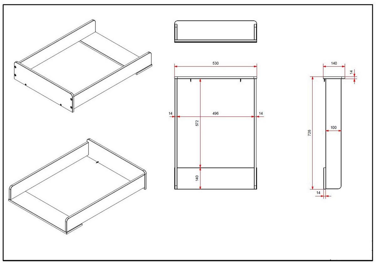 WICKELAUFSATZ Kamillah 50x68x10 aus MDF n Satin Weiß - Weiß, Holzwerkstoff (68/10/55cm) - 58aufmkessel