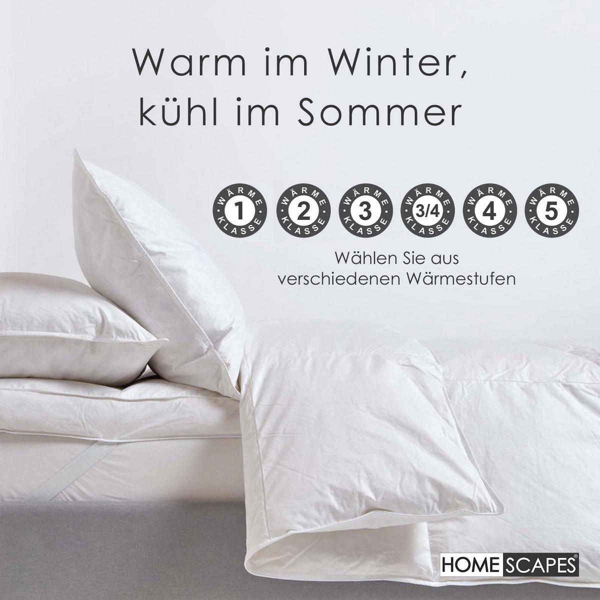 SOMMERDECKE EXTRA LEICHT 260/220 cm, Gänse-Federn & Daunen - Weiß, Textil (260/220cm) - Homescapes
