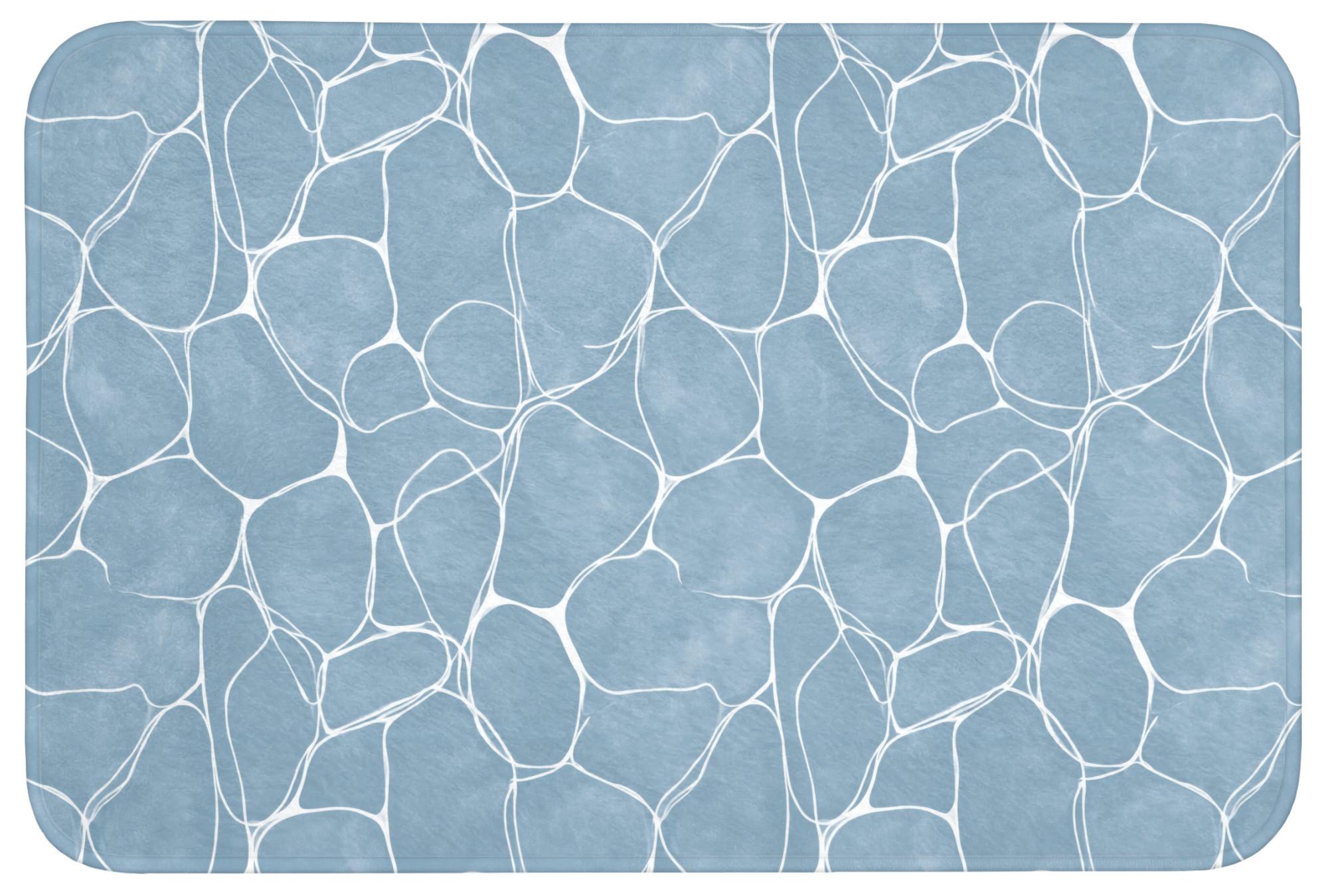 BADEMATTE Organisch - Muster - Blau Badvorleger 90x60 cm - Hellblau, Textil (90/60cm) - OnlyWow