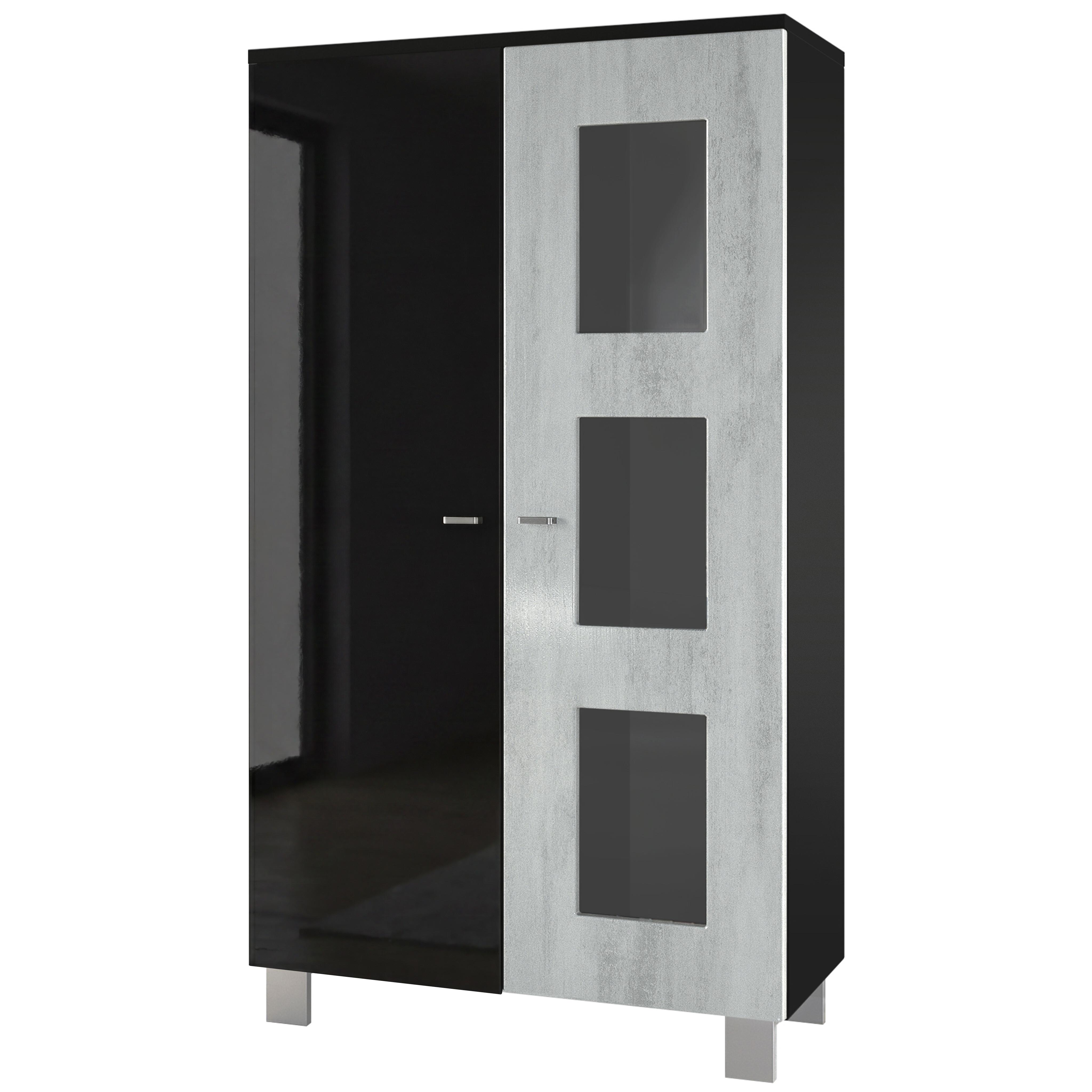 VITRINE Denjo Tür in Beton Oxid Optik - Hellgrau, Holzwerkstoff (71/129/35cm) - Vladon