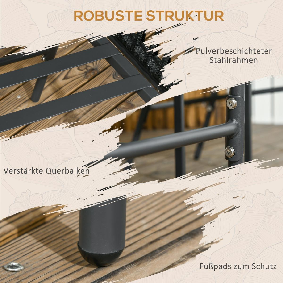 GARTENSTÜHLE 2er-Set, Stahl, Polyester, Schwarz - Schwarz, Metall (60/71/57cm) - Outsunny