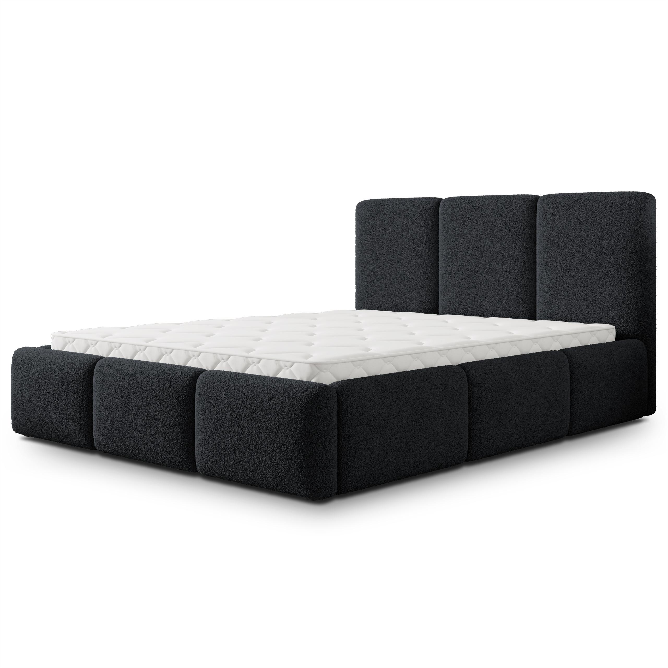 POLSTERBETT ARSIL 120x200 cm mit Bettkästen - Schwarz - Schwarz, Holz/Textil (120/200cm) - MASSENO