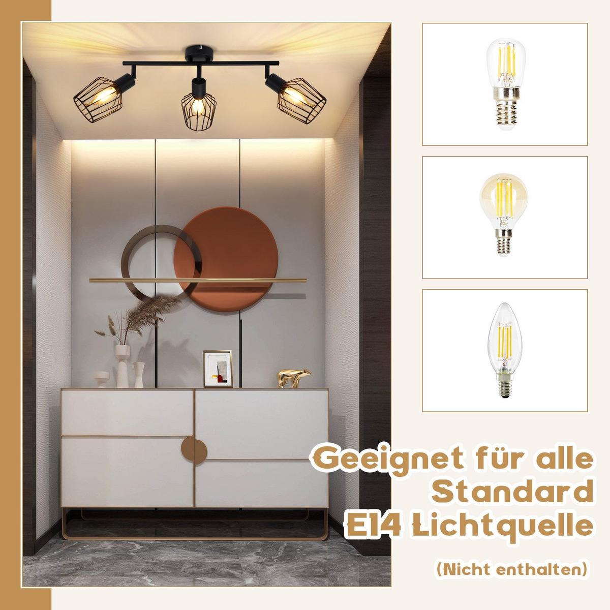 DECKENSTRAHLER Franziska 3-flammig 46/10/10 cm - Schwarz, Metall (46/10/10cm) - Nettlife