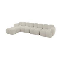ECKSOFA modulares Sofa Links Miko-L3 390x205x75 Creme Cord - Schwarz/Mokka, Holzwerkstoff/Kunststoff (390/205cm) - ALTDECOR