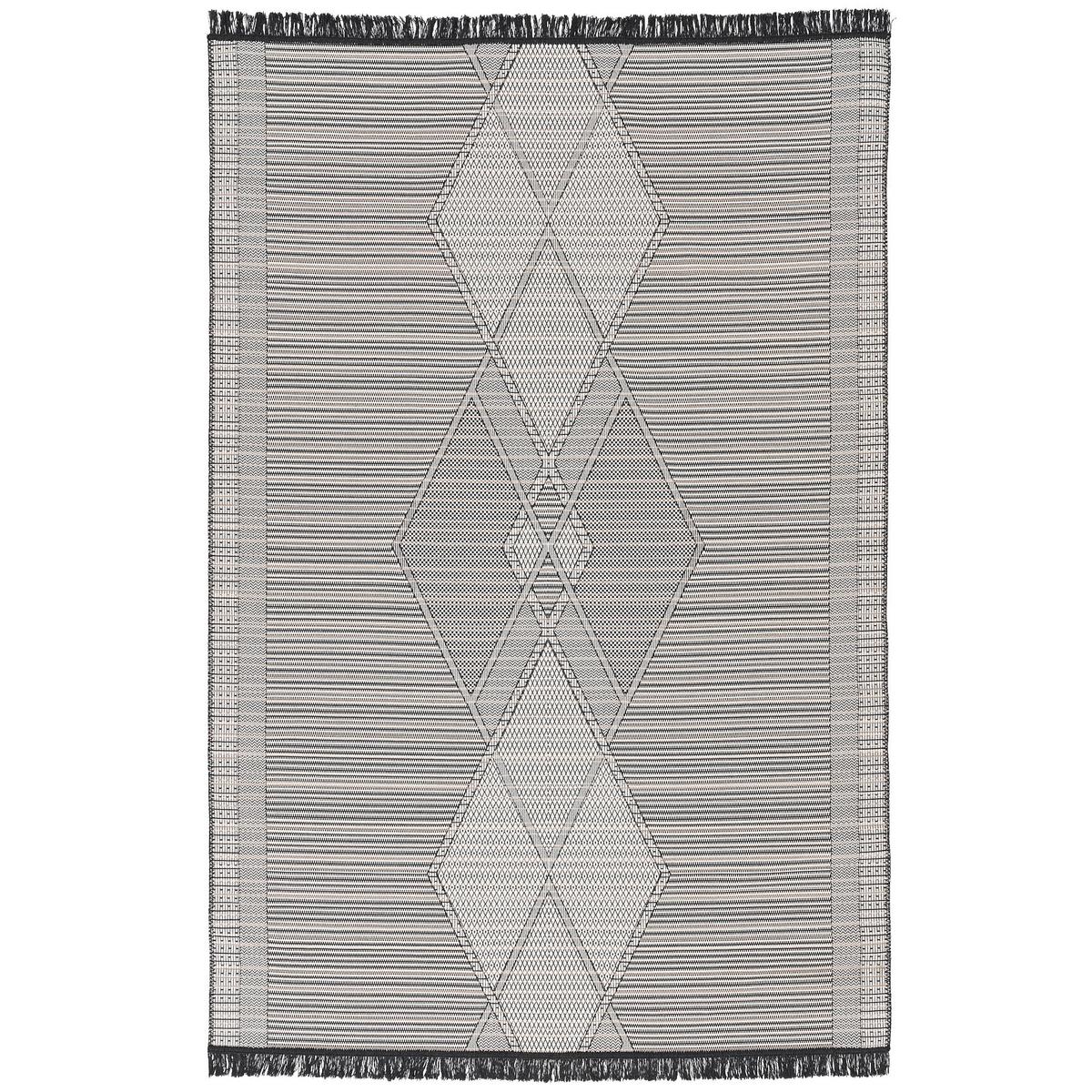 TEPPICH BEIDSEITIG ETHNO KELIM MELIERT - Schwarz/Weiß, Textil (200/290cm) - Pergamon