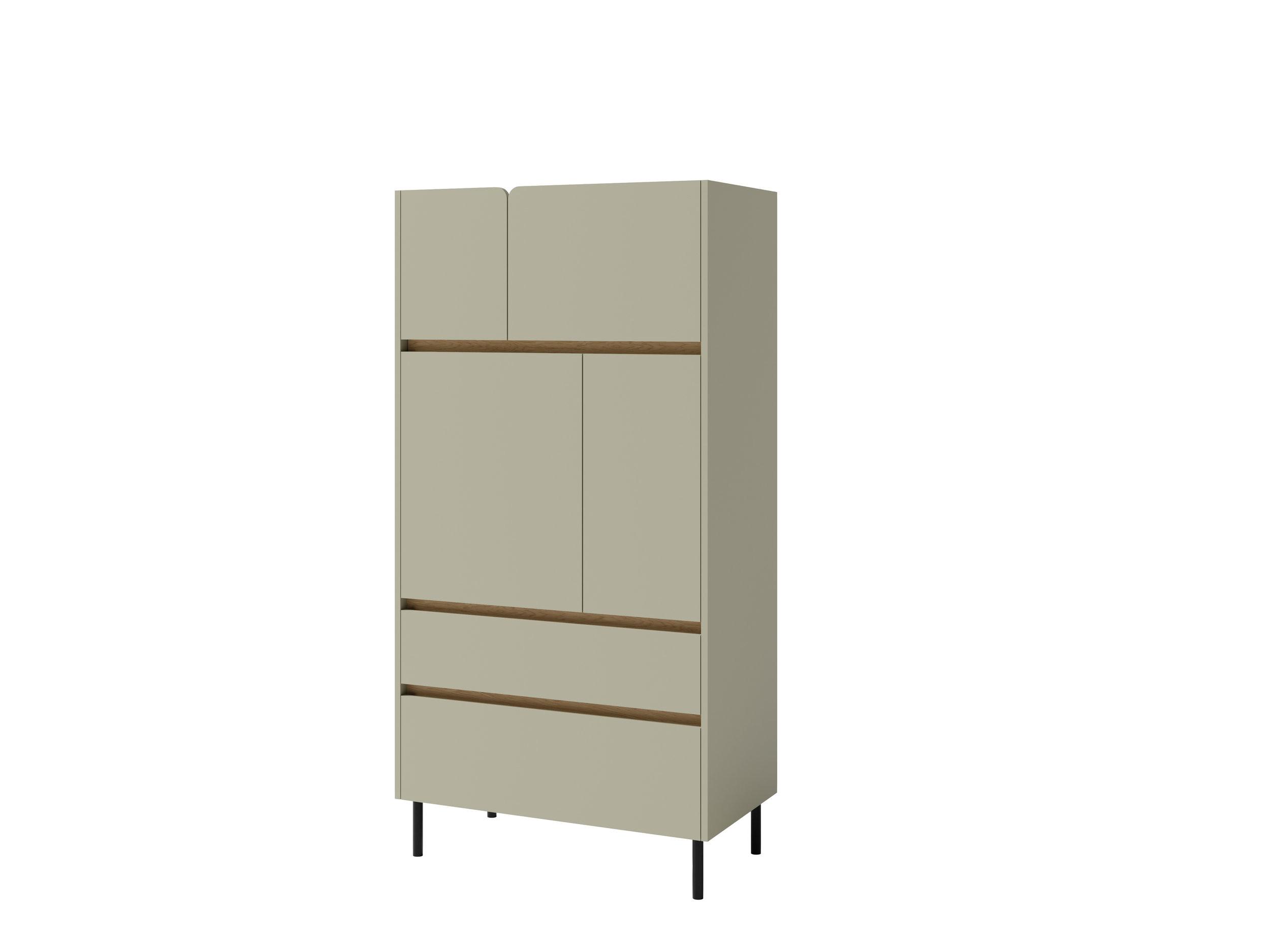 KOMMODE MURO 80/165/40cm mit 2 Schubladen 4 Türen Hellgrün - Hellgrün, Holzwerkstoff (80/165/40cm) - MASSENO