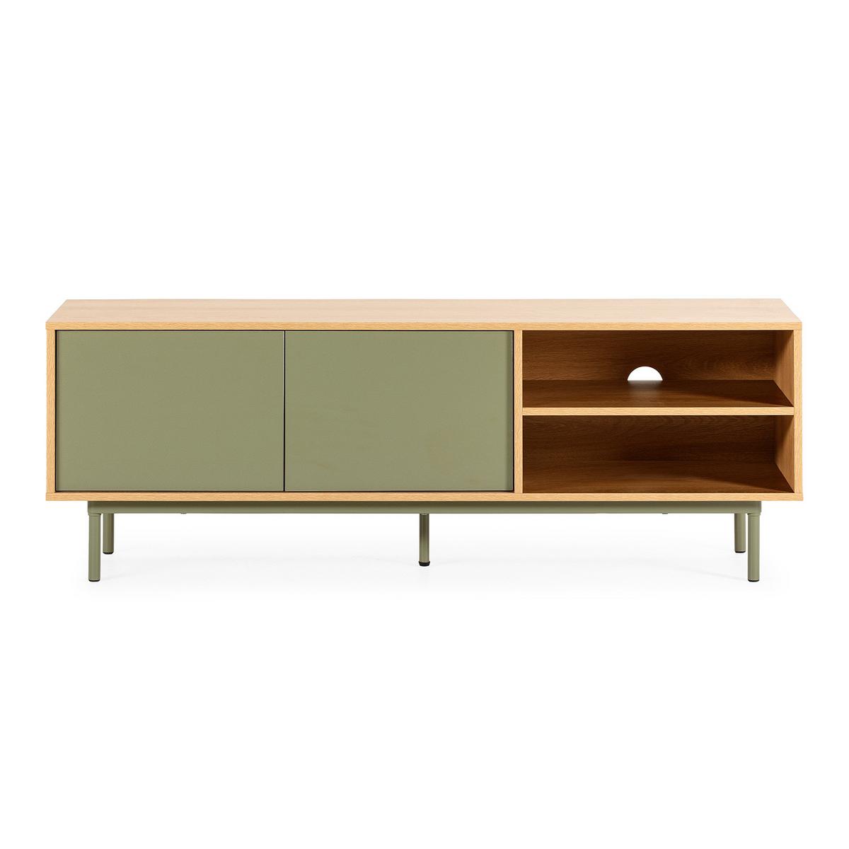 TV-ELEMENT Cuzco 2 türen Eichenfarbe/grün - Grün, Holzwerkstoff (140/50/40cm) - VS Venta-stock