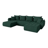 WOHNLANDSCHAFT mit Schlaffunktion und Bettkasten TOKO-U 378x194x86 Grün Velours - Schwarz/Grün, Holzwerkstoff/Kunststoff (378/86/194cm) - ALTDECOR