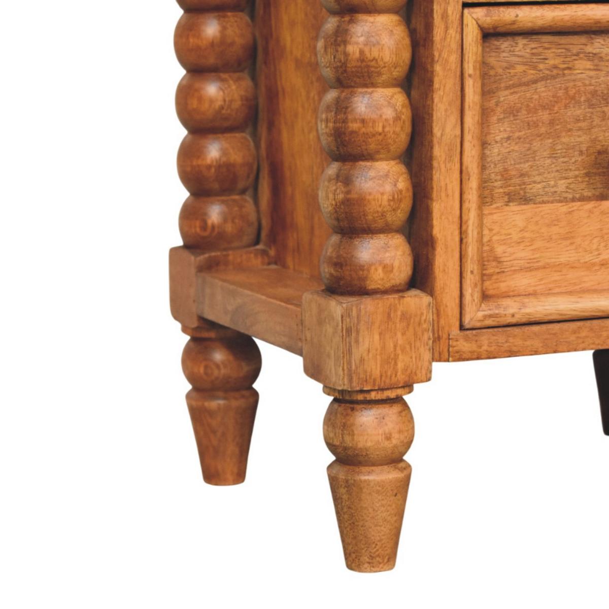 NACHTKASTEN Gerstendrehung, 2 Schubladen, Hellbraun - Hellbraun/Messingfarben, Holz/Metall (40/55/30cm) - Artisan Furniture
