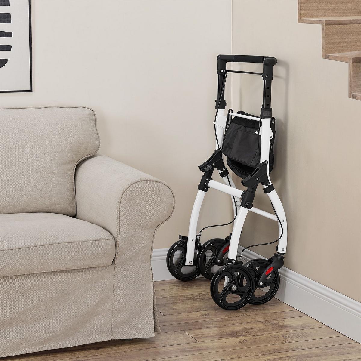 WOHNUNGSROLLATOR Aktiv weiß mit Transporttasche - Weiß, Metall (66/90/56cm) - Juskys