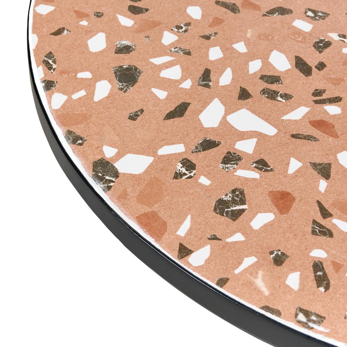 BISTROTISCH 60/60 cm Terrazzo Optik Metall Schwarz Adrano - Schwarz, Metall (60/60/74cm) - Beliani