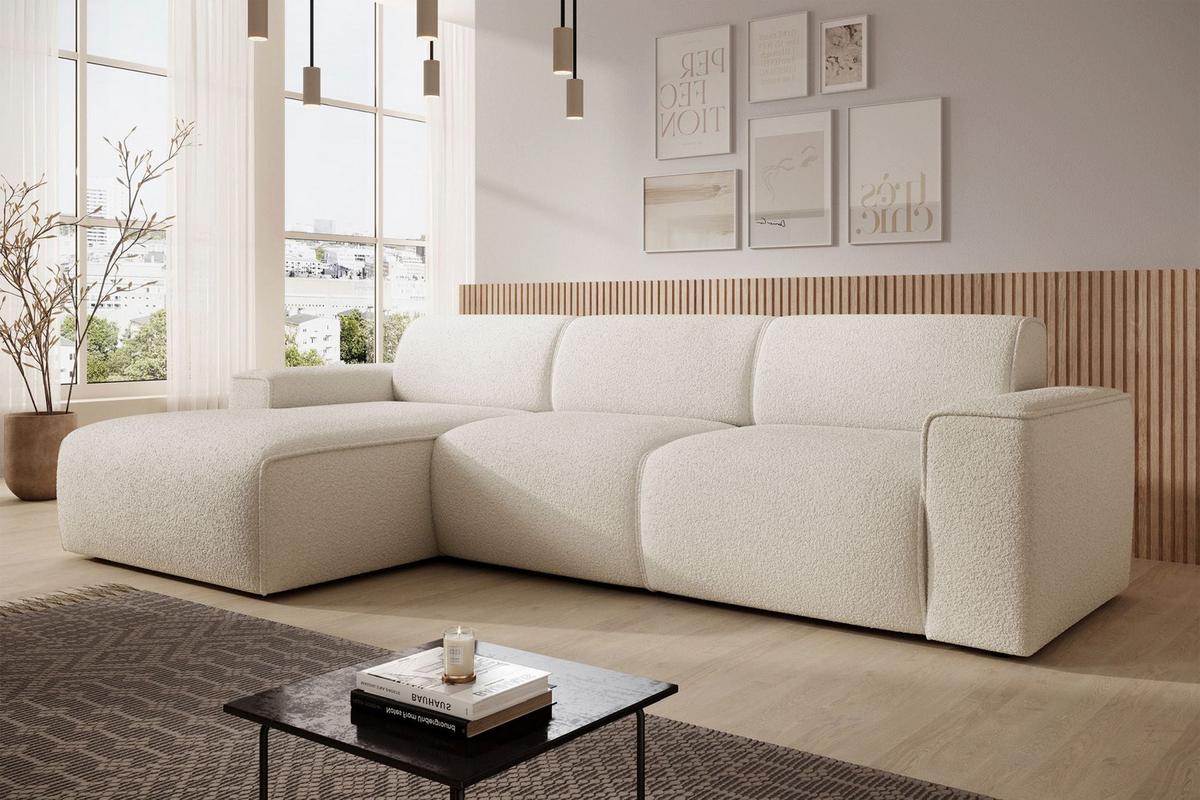 ECKSOFA Bouvi Creme links - Creme/Schwarz, Kunststoff/Textil (310/165cm) - Selsey