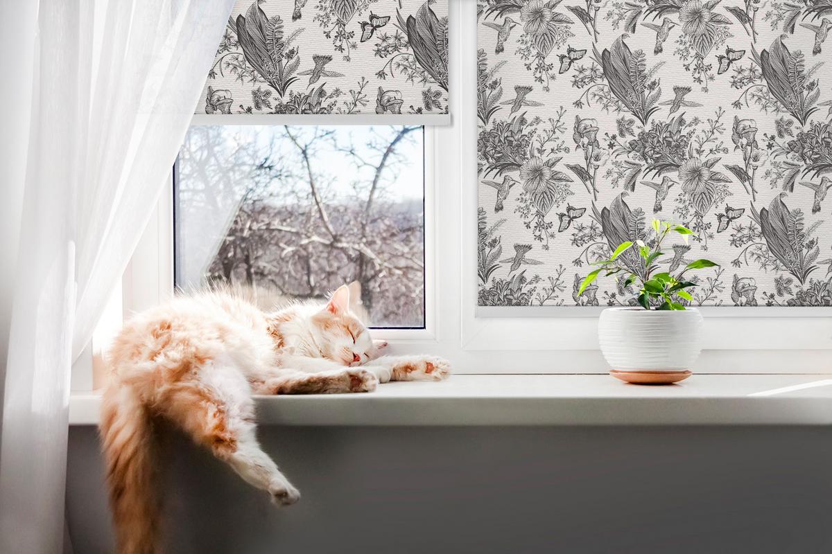 INNENROLLO - Fensterrollo - Rollo - 90x180 cm - Gezeichnete Natur - Grau, Kunststoff (90/180/0.5cm) - TULUP
